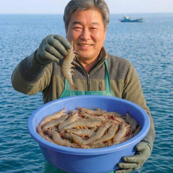먹사부 국내산 제철 생물 대하 흰다리새우 (횟감용 소금구이용 찜용 당일발송 빙장포장), 1개, 1kg