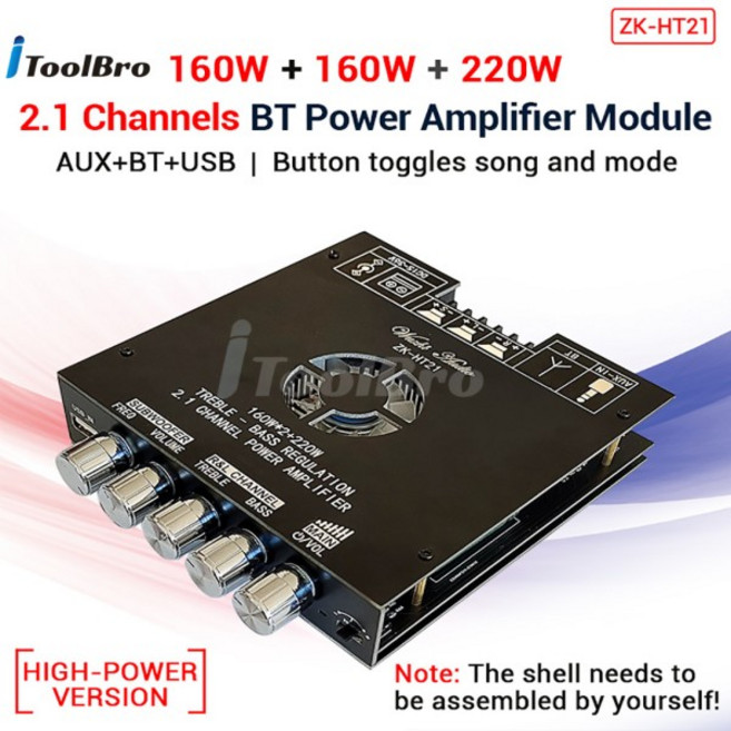 ZK-HT21 2.1 채널 블루투스 디지털 파워 앰프 모듈 고음 및 서브우퍼 DC15-36V 160WX2 + 220W TDA7498E