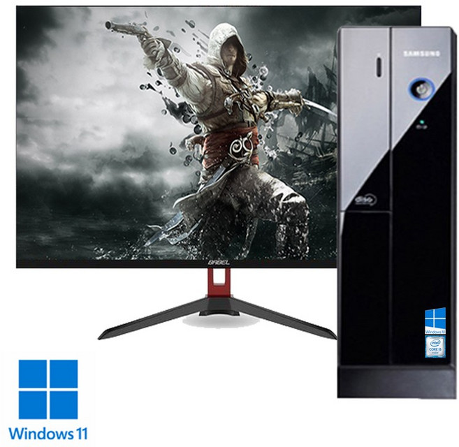 삼성전자 게임용 업무용 브랜드 중고컴퓨터, 27인치 포함 풀세트, 세트04.6600/8G/256+500/GT620/W11