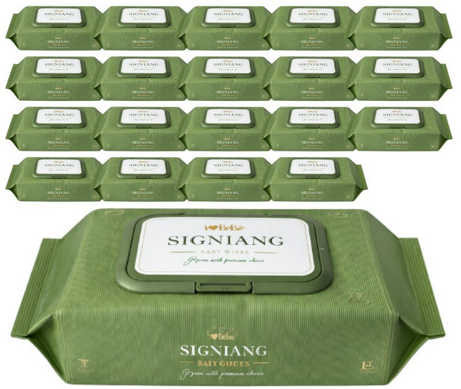 아이러브베베 시그니앙 더그린 아기물티슈 캡형, 75g, 77매, 1세트