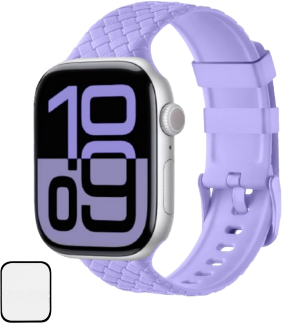 NUBASE 애플워치 호환 체크 솔로루프 실리콘 스트랩 스포츠밴드, 라일락, 1개