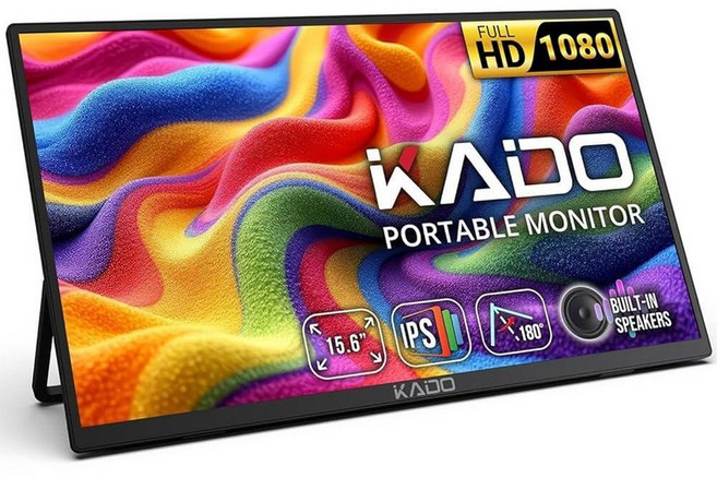 Kado 노트북용 15.6인치 FHD 휴대용 모니터 1080p 세컨드 디스플레이 IPS 1920x1080 HDMI USB-C 노트북 스크린 익스텐더 PC 맥 덱스 태블, 1-Pack Single Set