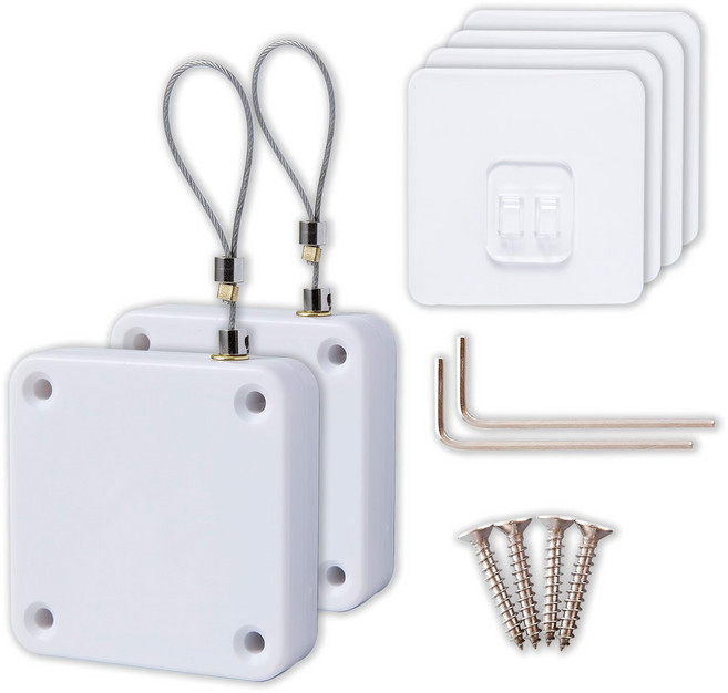 펀치 프리 자동 센서 도어 클로저 자동문닫이 와이어 텐션로프닫이 여닫이 여닫이 여닫이 사무실 침실문 자동복귀문닫이, 흰색, 2개