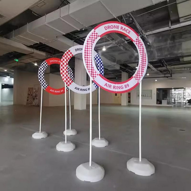트랙 드론장애물세트 게이트 레이싱 시합 경기장 훈련용 코스 실내 훈련장비 기둥, 둥근 문 89 강철 철사, 1개, 빨강 파랑 체크무늬