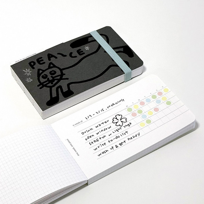 딜라이트 로그북 데일리 미니 감성 노트 일기 기록장 체크리스트 모눈 라인 트래커 다이어리, 1개, 모스 그레이