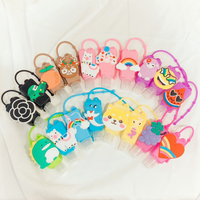 캐릭터 손소독제 로션 미니 공병 어린이집 구디백 키링, 1개, 핑크라마