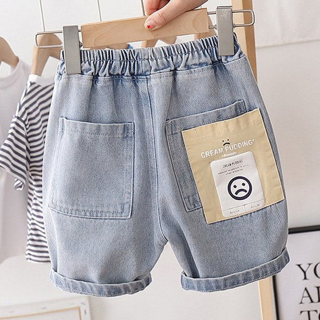 [앙디] O청반바지 크림패치 (OC165)_(아동복 유아복 여아용의류 공용 남아용의류 기본반바지 트임반바지 구제반바지 여름)