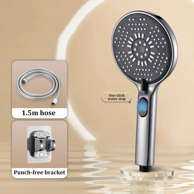 36cm 대형 샤워 헤드 가압 탑 스프레이 가압 두꺼운 막힘 방지 욕실 홈 샤워 헤드 세트, 02 Gun Gray