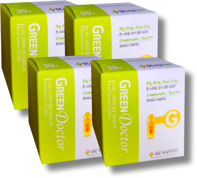 녹십자 g400 그린닥터 혈당측정검사지 200매 GC 녹십자 메디스 MS 혈당 시험지 당뇨 스트립 혈당지 STRIP, 4박스, 50매입