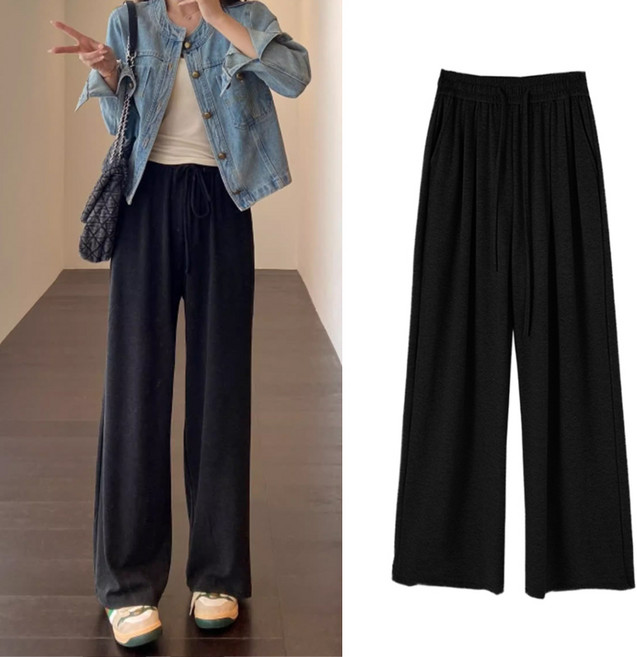 [바이베이직] 여성 와이드핏 팬츠 부드러운 터치 찰랑 트레이닝바지 데일리 여자 코디 프리사이즈 44부터 사계절 애착템 WOMAN PANTS