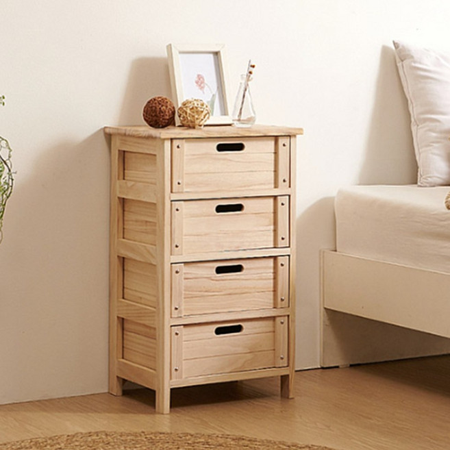 400X700 높은 원목 서랍 협탁 침대 탁자 키큰 나무, 내추럴, 1개