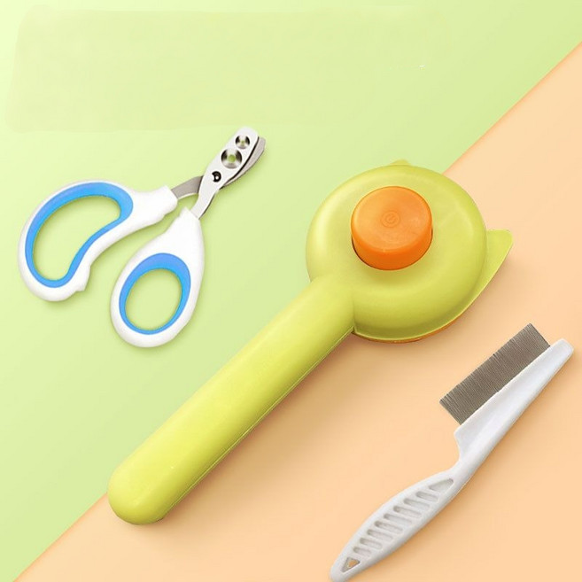 아케인랩 고양이빗 고양이발톱깎이 눈꼽빗 3종세트, 1세트, 그린