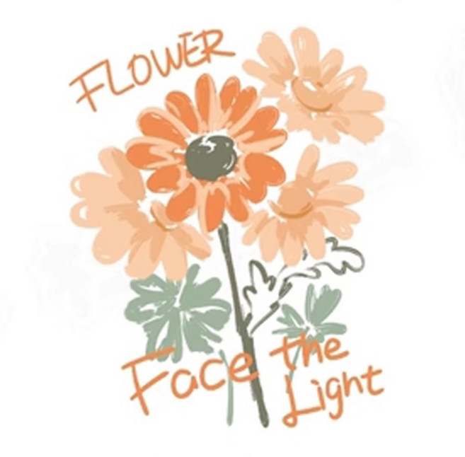 오렌지색 플라워 전사지 티셔츠 에코백 열접착식 패치 리폼, 1개