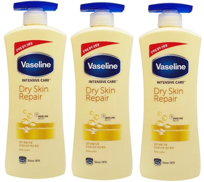 바세린 인텐시브 케어 드라이 스킨 리페어 바디로션, 600ml, 3개 - 쿠팡