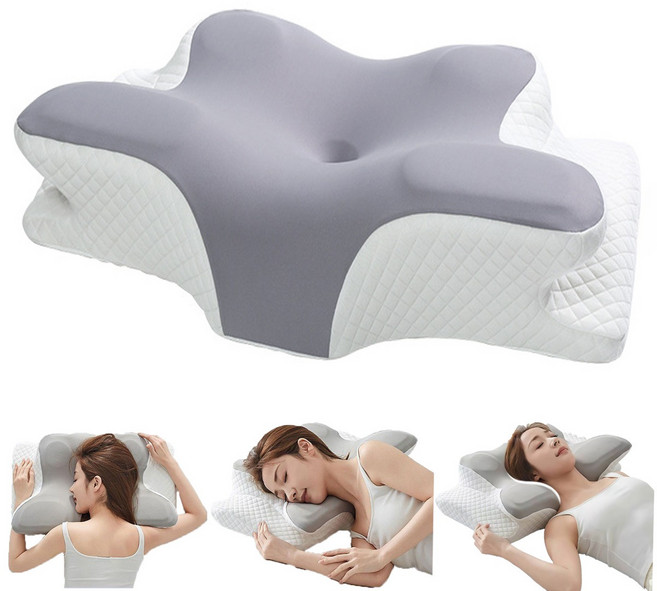 인체공학 메모리폼 경추베개 편한 옆으로 자는 베개, 그레이, 1개