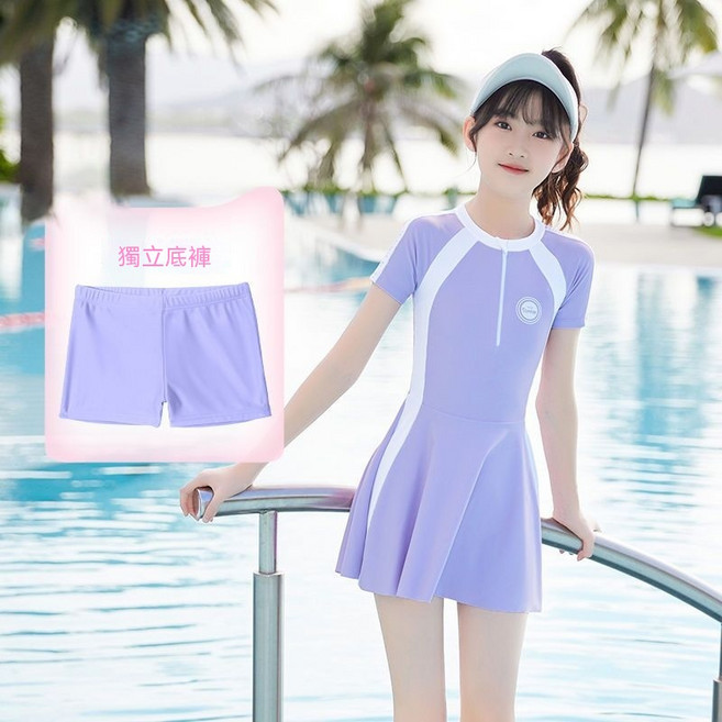 兒童泳衣女孩連體泳裝 夏季新款 中大童游泳衣