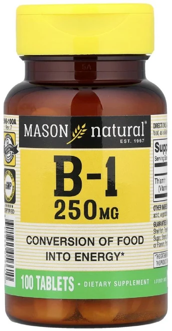 Mason Natural 비타민B1 250mg 100정, 4개 - 쿠팡