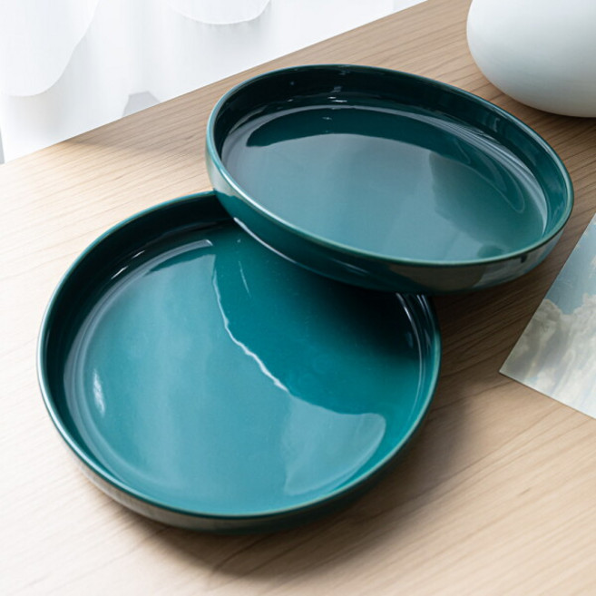 원형인테리어 수반 20x3.5cm 소품 장식 꾸미기 화분 화병, 1개, 딥그린