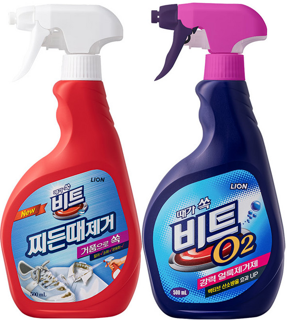 비트 O2 강력 얼룩제거제 500ml + 찌든때제거제 500ml, 1세트