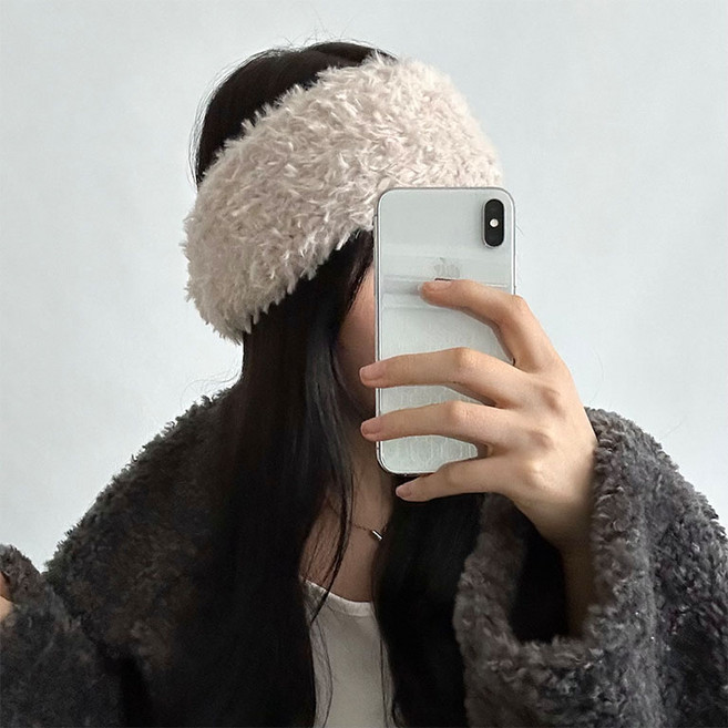 디아브 앙고라 퍼 헤어밴드 여성 퍼 귀도리 융털 방한 헤어워머 귀마개
