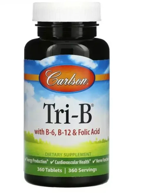 칼슨 Tri-B 비타민 B6 Vitamin B12 엽산 Folic Acid 360정, 1개 - 쿠팡