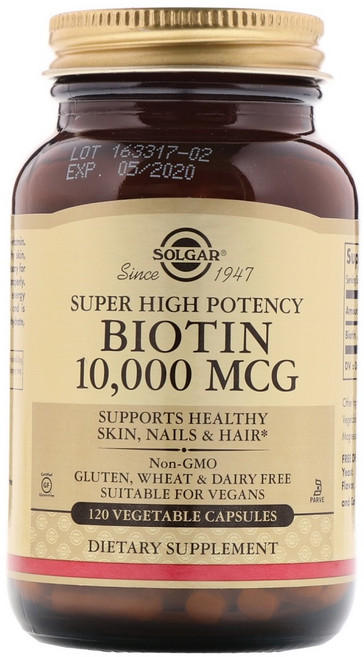 솔가 비오틴 10000 mcg 120정 (식물성캡슐) Solgar Biotin 120 vegetable capsules, 1세트
