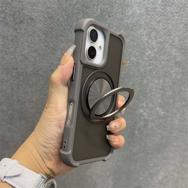 iPhone 16e 15 14 13 12 11 ProMax 一體旋轉磁吸支架 軍規防摔手機殼 保護殼