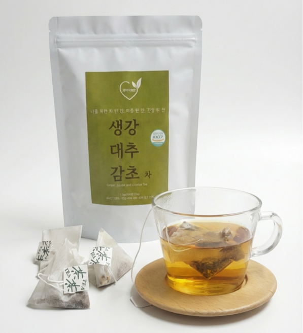 제이지허브 국산 생강 대추 감초 티백 차, 2개, 50개입, 1g
