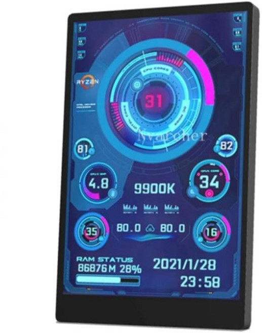 TOODA 3.5인치 IPS USB 미니 화면 AIDA64 PC CPU RAM HDD 데이터 모니터 컴퓨터 온도 표시 타입C 서브, 1개