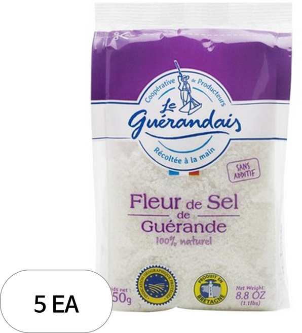 르게랑데 게랑드 플뢰르 드 셀 토판 천일염, 250g, 5개