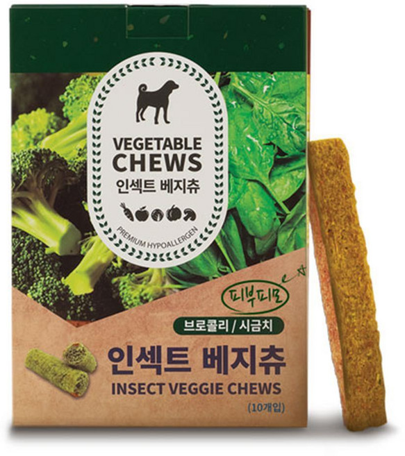 벅스펫 강아지 인섹트 베지츄 간식 10p, 1개, 100g, 브로콜리 + 시금치 혼합맛