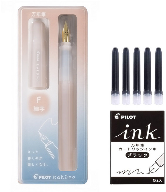 파이롯트 카쿠노 마도로미 만년필+카트리지 5개, F, 아이보리, (마도로미1+카트리지 5개입*1)