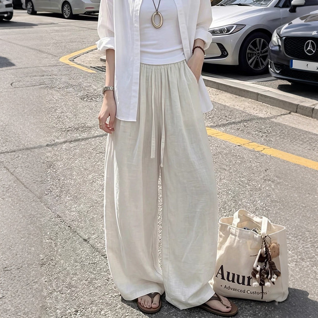 샤일리 린넨 와이드 팬츠 여름 하이웨스트 팬츠