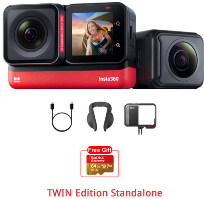 Insta360 ONE RS 트윈 에디션 스포츠 액션 카메라 5.7K 360 4K 광각 방수 비디오 카메라, [00] Standard, [03] Twin Edition