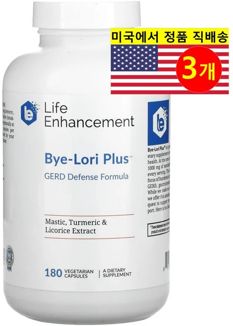 Life Enhancement 라이프 인핸스먼트 다이제스티브 바이 로어리 플러스 Bye-Lori Plus, 3개, 180정 - 쿠팡