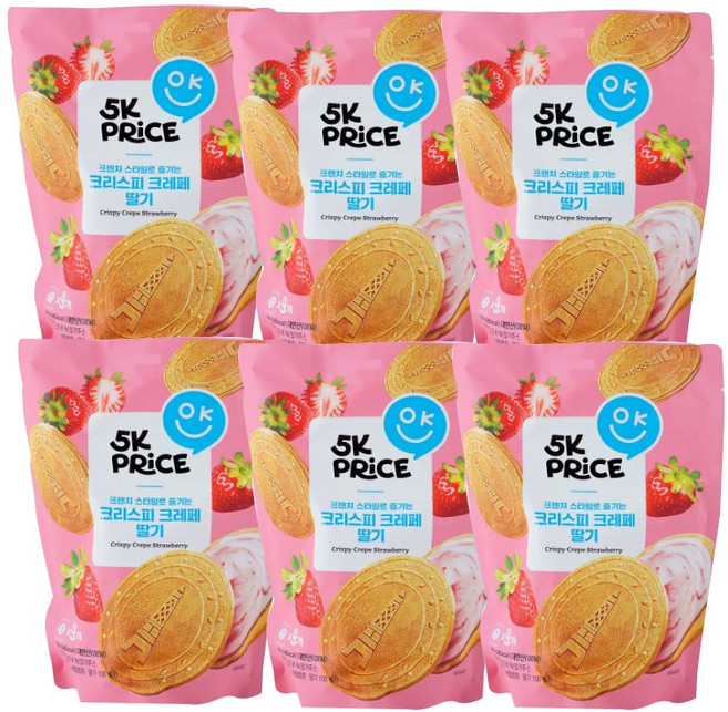 크리스피 크레페 딸기, 6개, 100g