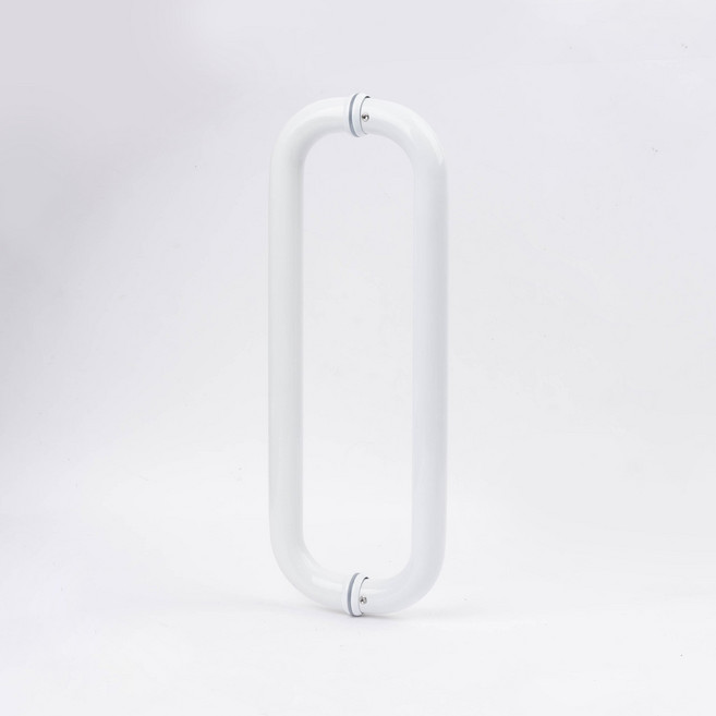 철물파크 원형 강화도어 손잡이 340mm 25파이 화이트무광 유리문 철문 가마찌 상가 출입문, 1개