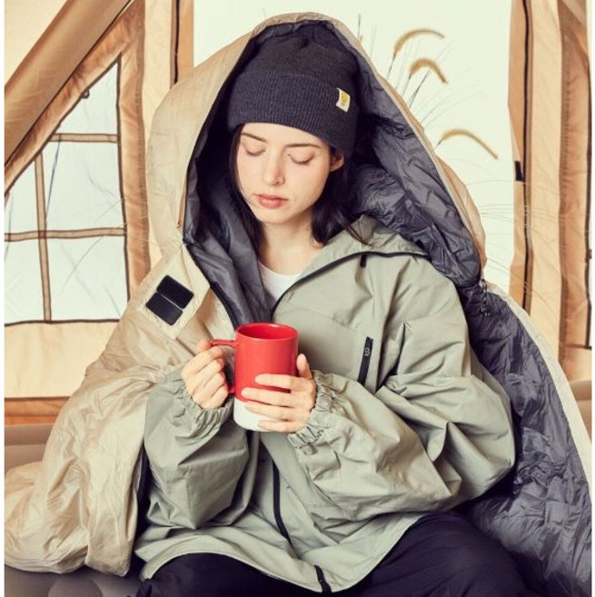 100% 거위털 구스다운 침낭 영하20도 초경량 겨울 캠핑용 방한침낭, 1개, 블랙