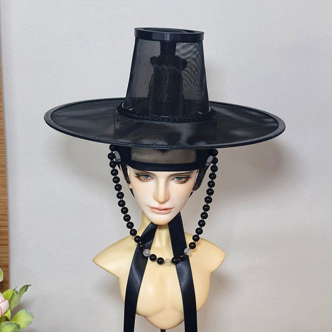 저승사자 코스프레 양반갓 갓끈 한복장신구 상투 조선시대 선비갓 대감, 3번, 1개, 검정갓