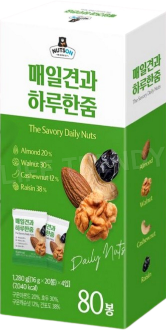 Nuts On 매일견과 하루한봉 80입 견과류 선물세트, 1.28kg, 1개