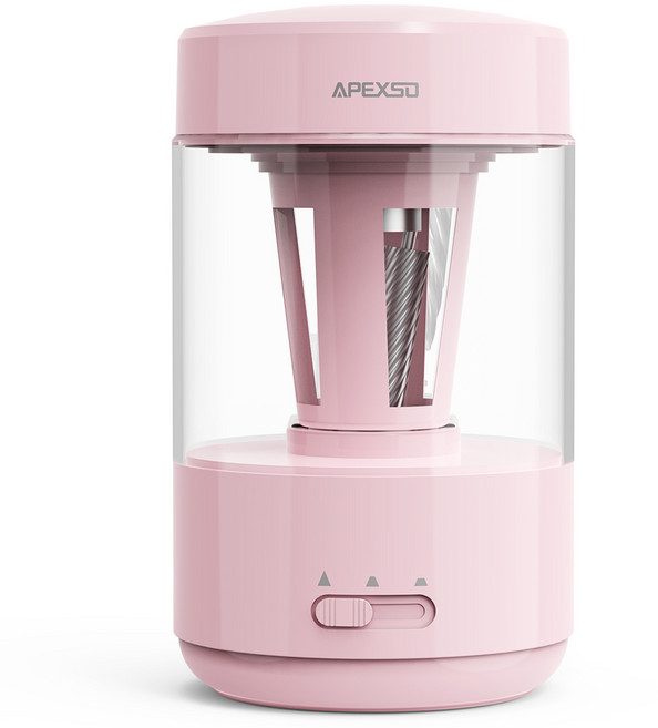 APEXSO 자동상승 연필깎이 스마트 전동연필깎이 3단계 자동연필깍이 올인원 C타입 충전 무선, 1개, 핑크