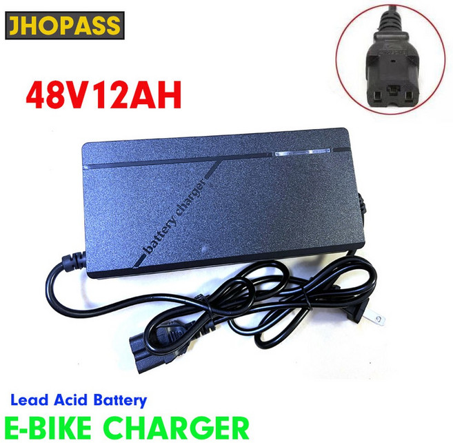 휴대용 전원 공급 장치에 대 한 48V12AH 납 산성 배터리 충전기 전기 자전거 자전거 스쿠터 AC100-240V 출력 58V EU AU 미국 영국 플러그, US, 02 US, black, 1개