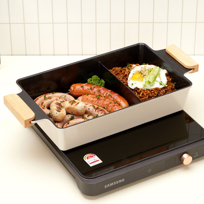 비자트 인덕션 사각 반반냄비 샤브샤브 오뎅탕 전골냄비 더블팟