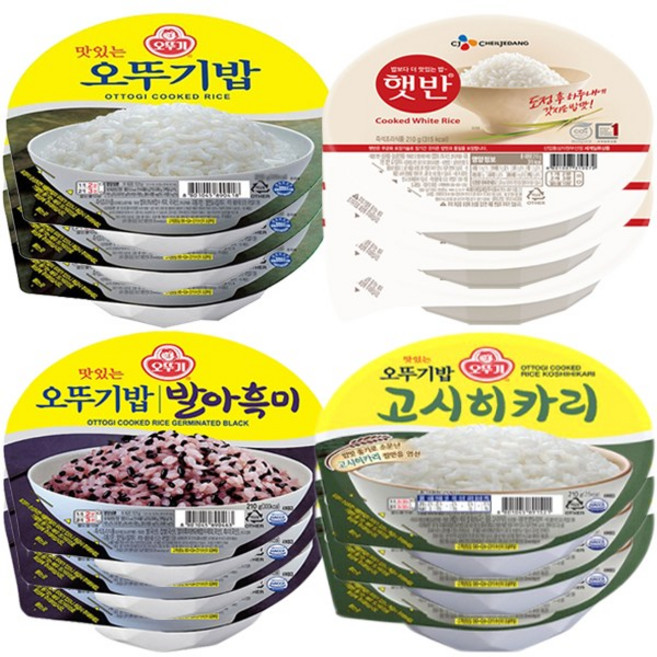 오뚜기밥 3개 + 햇반 3개 + 발아흑미밥 3개 + 고시히카리 3개, 1개, 210g