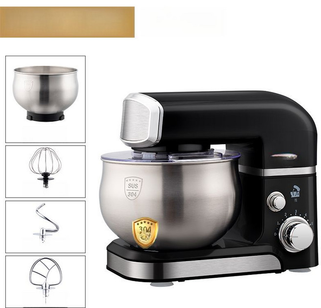 휘핑기 반죽기 거품기 제빵 스탠드믹서 믹싱기 밀가루 전동, 3.5L 블랙【600W 스테인리스-더블 배럴】
