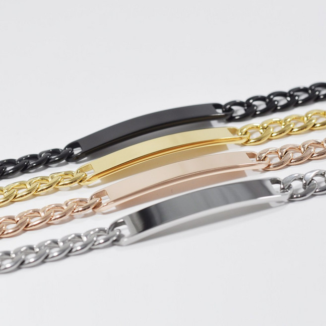 [싸인팔찌] 플랫팔찌 4color 가볍고 인기많은 양면각인팔찌 착용감굿 5cm여분체인 사이즈free