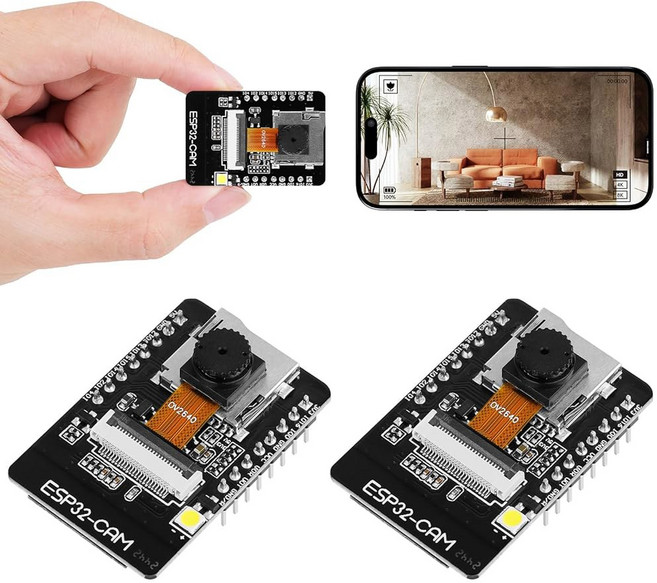2세트 ESP32-CAM ESP32S ESP32 CAM 개발 보드 OV2640 카메라 모듈 듀얼 5V 아두이노 DC 호환 저전력 코어 WiFi+블루투스, 2PCS W/O USB-TTL Module