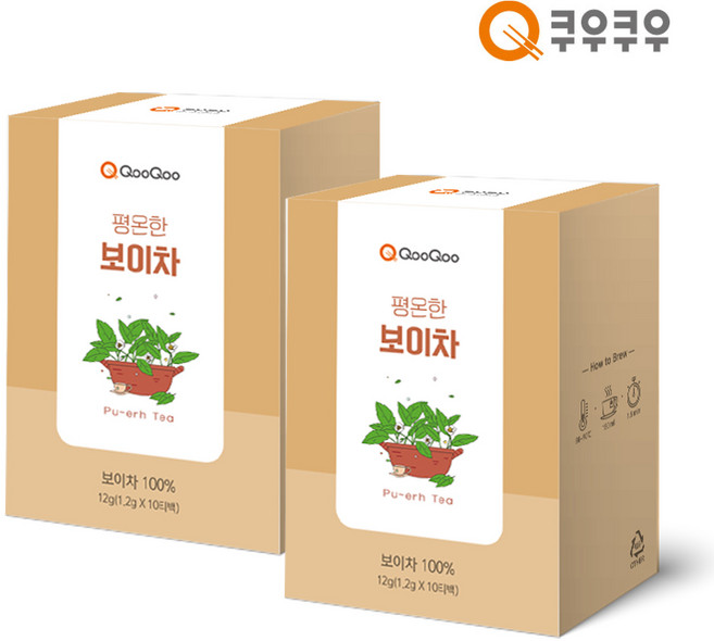 1+1 쿠우쿠우 티백차 PLA 생분해 티 10입, 1+1 평온한 보이차 10T, 1개, 10개입, 8g