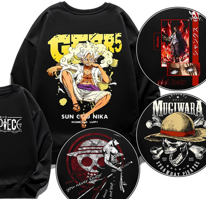 간지왕 니카루피 조로 샹크스 맨투맨 100-110 원피스 만화 캐릭터 옷 애니 감성 티셔츠