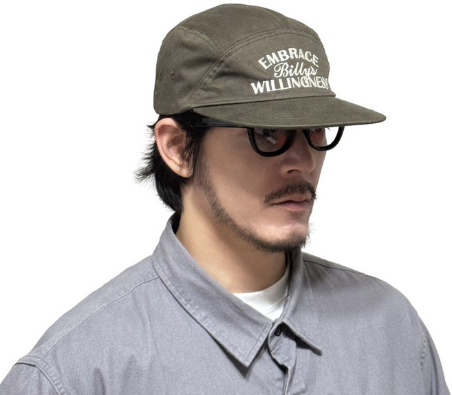 빌리스 남녀공용 빈티지 평챙 스냅백 캠프캡 5패널 스트릿 자수 모자